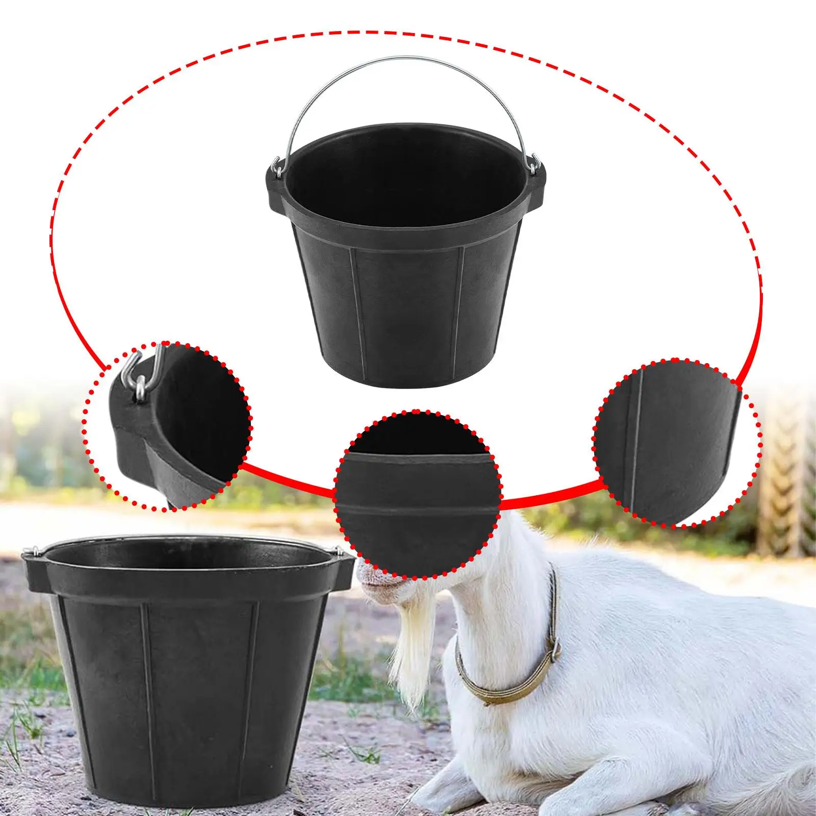 

Versatile Utility Horse Feed Pan For Animal Feeding Goats Pigs And Chickens Rubber Feeder Bucket 8L