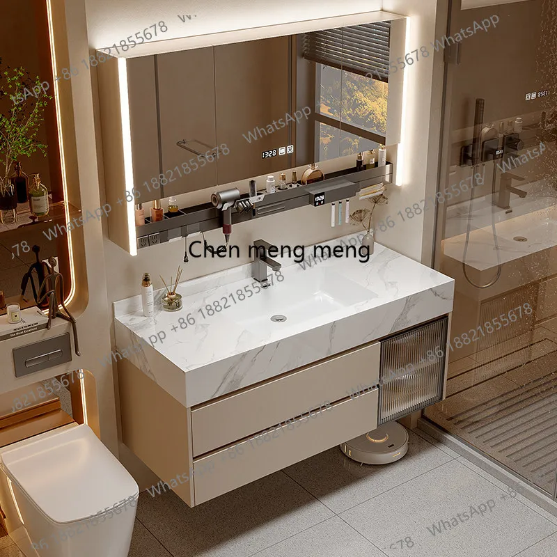 Modern cream wind rock slab ceramic seamless basin washbasin hand washbasin bathroom cabinet