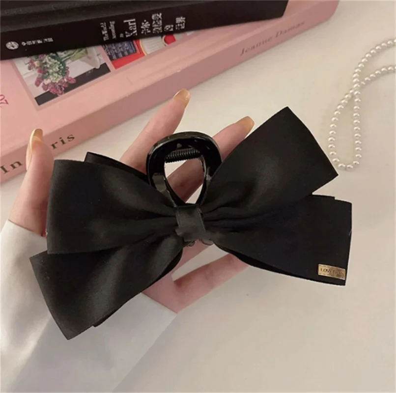 New Large Black Fabric Bow Grab Hair Clips Women\'s New Korean Style Hairpin Fashion Shark Cawl Clips Girls Hair Accessories