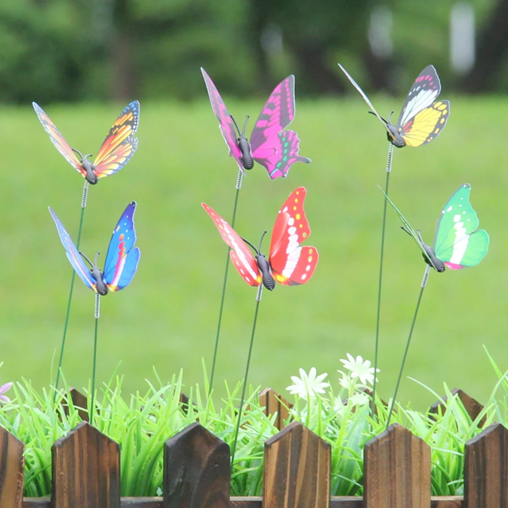 

6 Pcs Butterfly Clips Adorable Garden Decorations Brighten Yard naments For Garden Yard Outdoor Metal Lawn namentsPVC