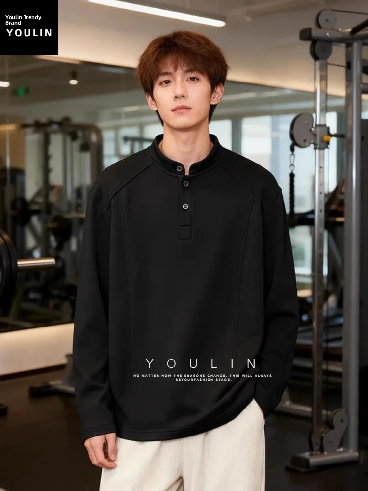 

Мужская толстовка Bla American Sle с длинными рукавами, на флисовой подкладке, повседневная, свободного кроя, осенне-зимняя, модная