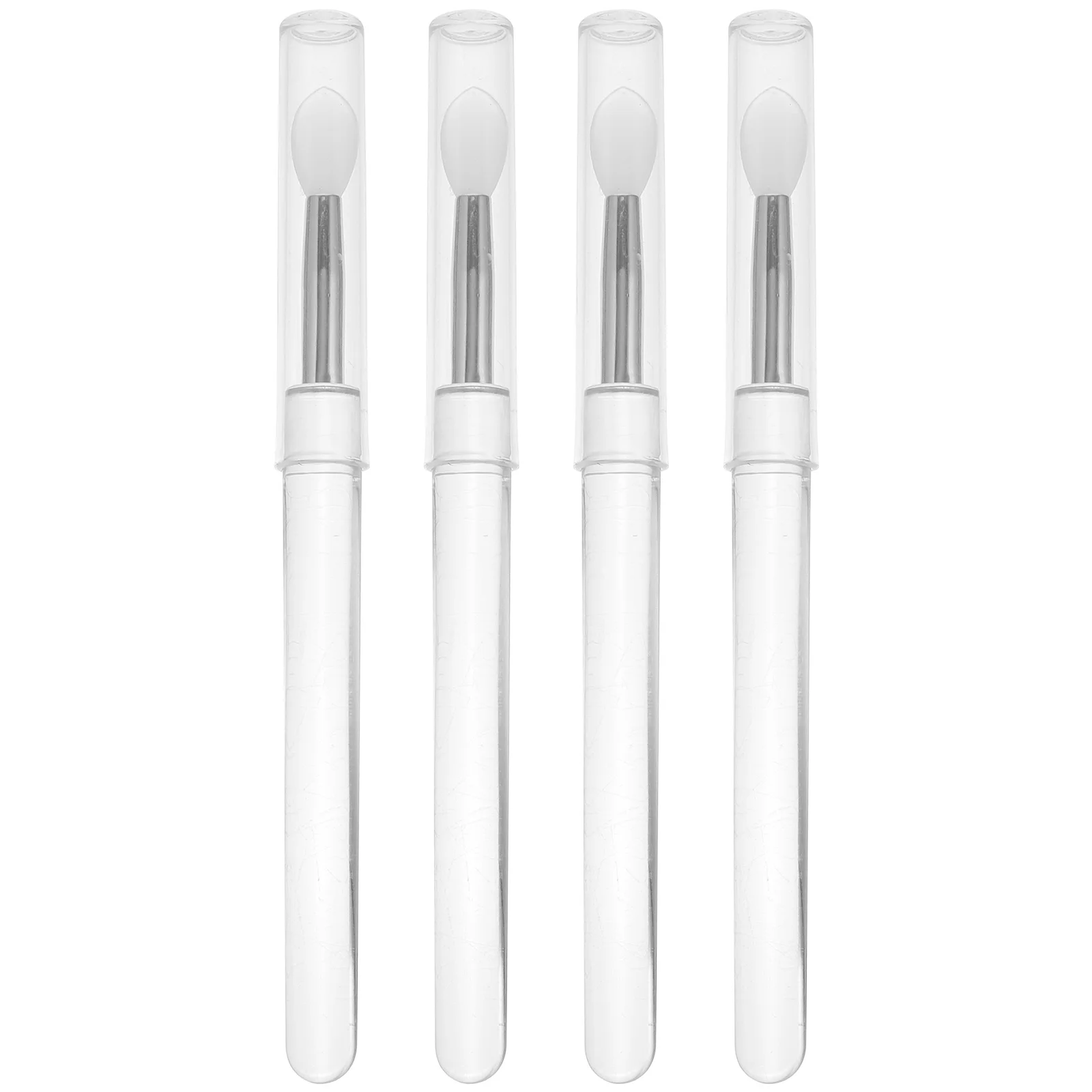 Lot de 4 applicateurs portables en silicone anti-poussière pour rouge à lèvres, baume, fard à paupières, outil de maquillage avec couvercle, respectueux de la peau et de précision
