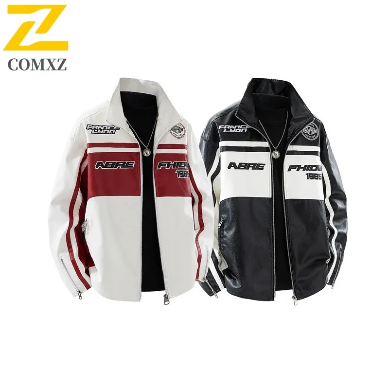 

COMXZ Gorpcore байкерская куртка высокого качества в американском стиле ретро удобные походные куртки для бега кожаное ветрозащитное пальто мужская одежда