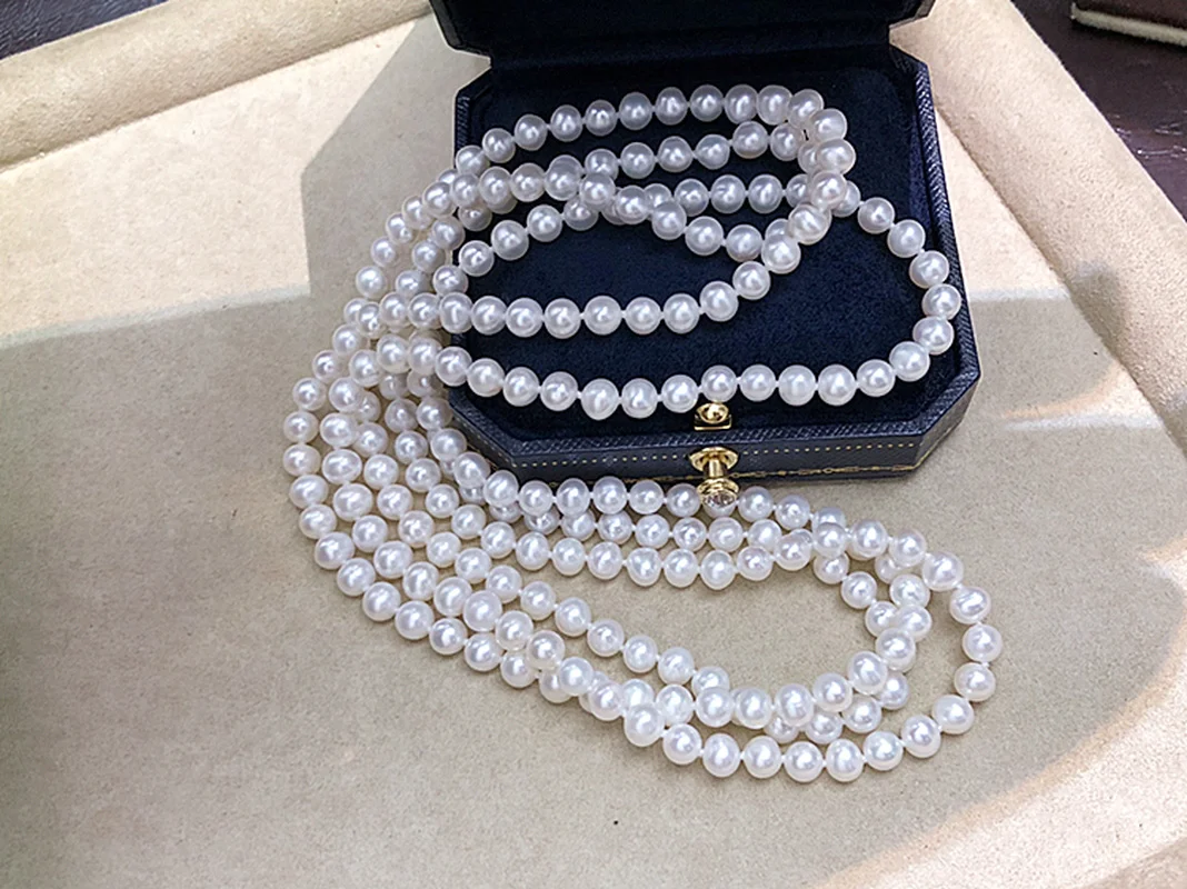 Luxury Party Necklace Nature 7-8mm 8-9mm 9-10mm South Sea White Pearl Necklace Women Jewelry Pearl Necklace Choker 48''