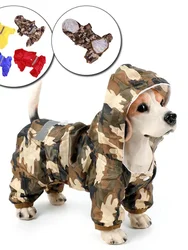 Pet Dog Rain Coat Clothes Puppy Casual Cat Raincoat Waterproof Jacket Outdoor Rainwear Hood Apparel Jumpsuit Pet Supplies