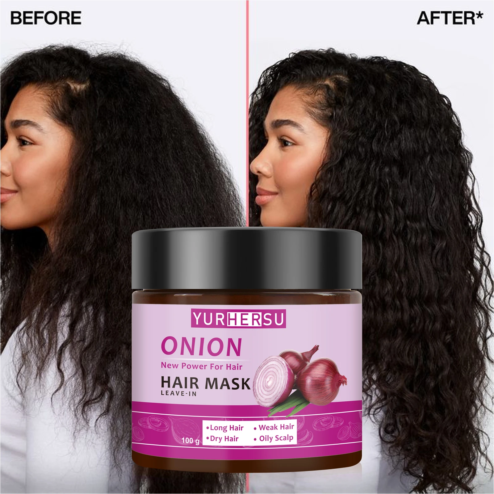 

Quick Hair Repair Serum, Onion No Rinse Hair Mask, Instant Softness, Anti-Frizz, for Damaged & Colored Hair
