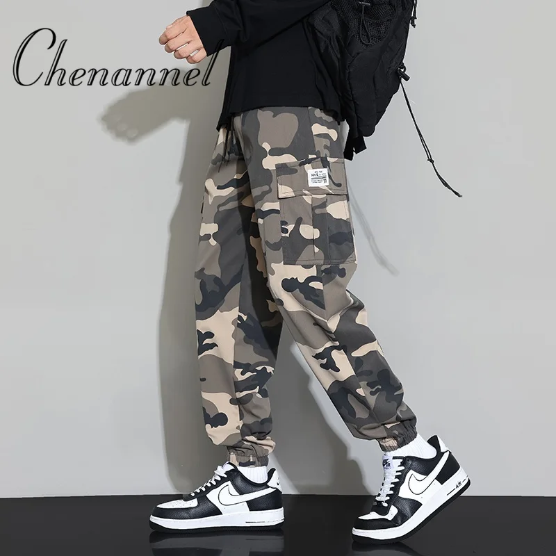 

Men's Workwear Camouflage Pants, Elastic Casual Pants for Spring Summer Autumn