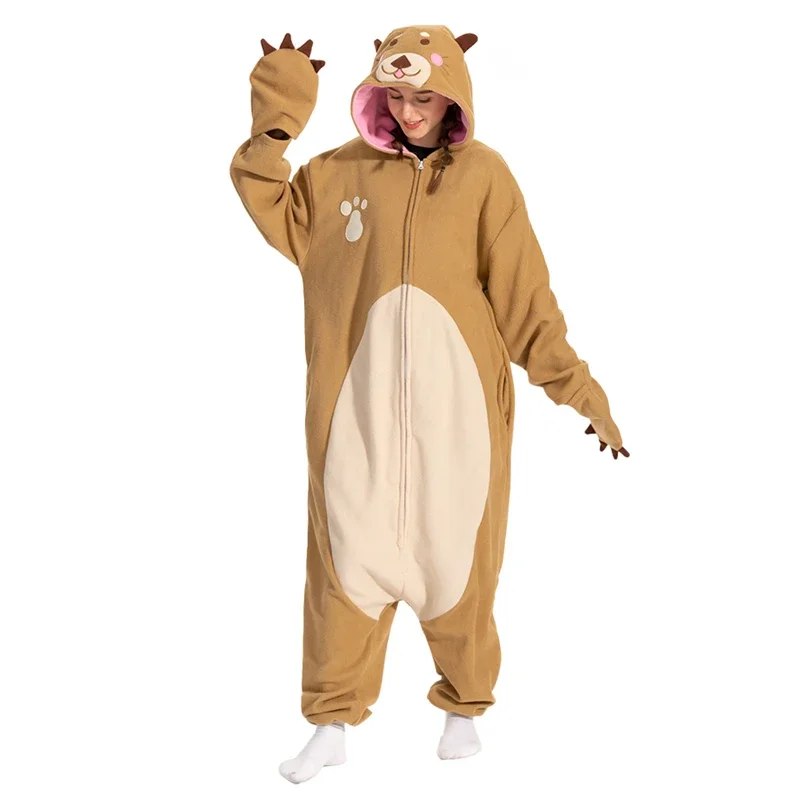 Halloween Sea Beaver cosplay onesie for adult women men animal kigurumis pyjamas cartoon pajama homewear party costume