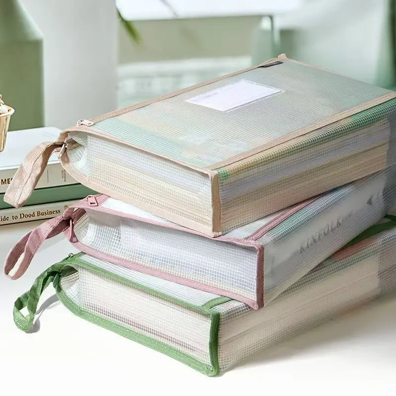 Double Layer A4 EVA File Bag, Waterproof Zipper Pouch for School Office, Large Capacity Document Organizer, Homework Storage