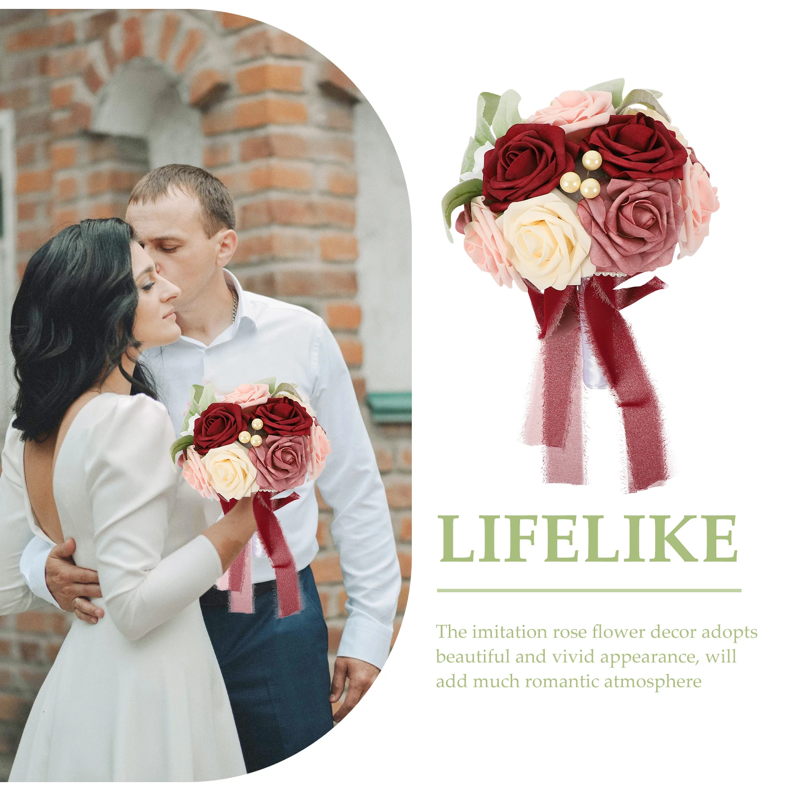 

Artificial Wedding Bouquet Silk Roses Decor Bridal Flowers BridesmaidsFlower Bouquets Bride Hand PartyDecoration