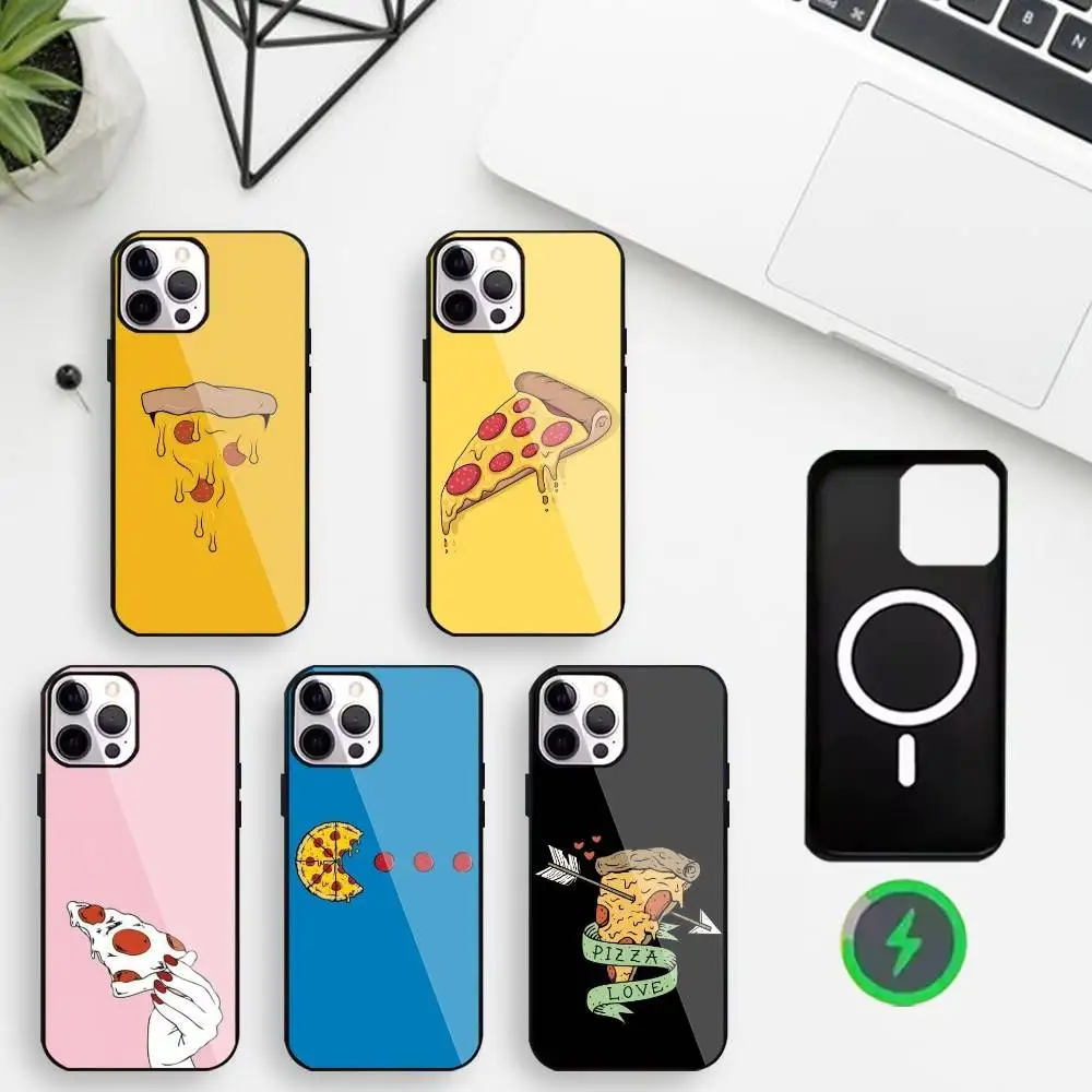 

Pizza Phone Case For iPhone17,16,15,14,13,12,11 Max Black Wireless Charging Protecitve Cover