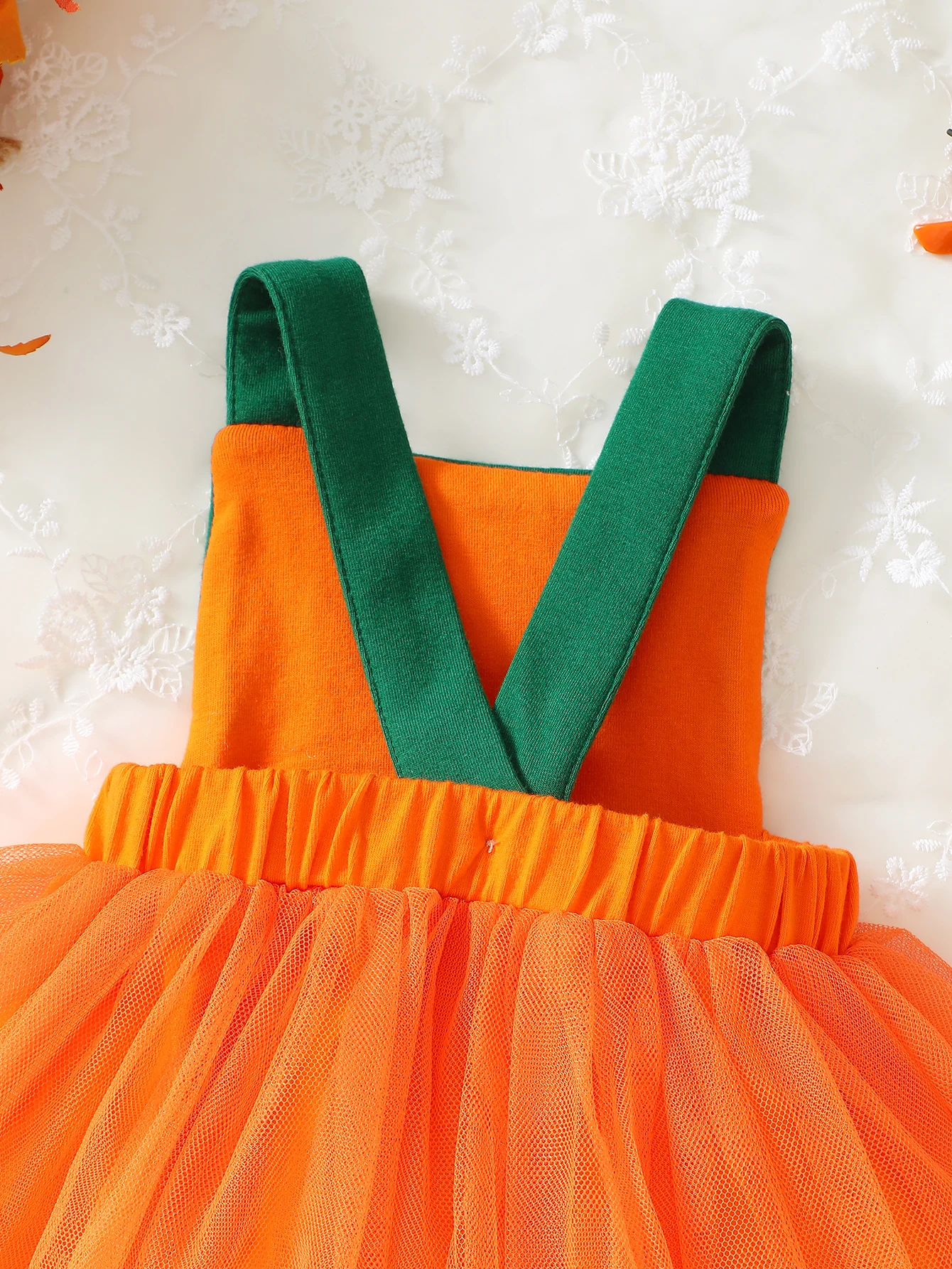 فستان شبكي على شكل يقطين للفتيات الصغيرات ، مرقع لطيف وحلو