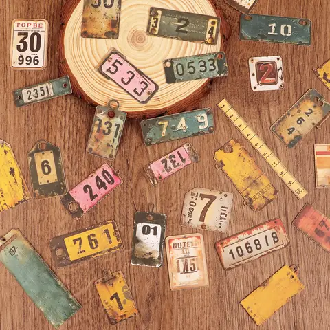25pieces Self-adhesive Vintage Style Label Hard Cardboard Material Sticker,for Tag Decoration,Scrapbooking Supplies,Junk Journal