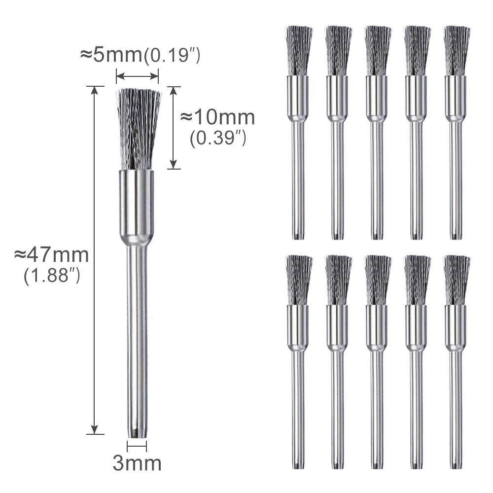 XCAN 10/20PCS Steel Wire Wheel Brush Set 3.0mm Shank Polishing Brush T-shaped Brush for Mini Drill Dremel Rotary Tools