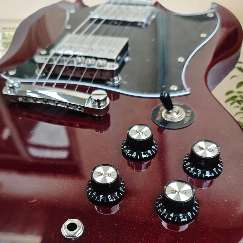 Win Red SGS Electric Guitar HH Pickup Fixed Bridge Double Pointed Shell Inlay Grade Marker Beginner Free Delivery