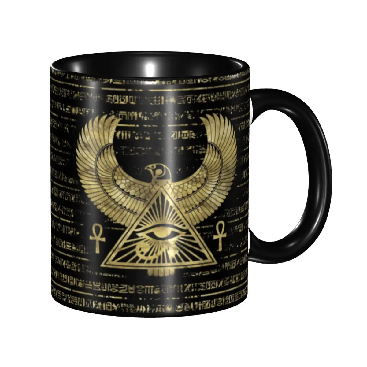 

Ancient Egypt Eye Of Horus Coffee Mugs DIY Customized Egyptian Culture Hieroglyphs Ceramic Tea Milk Mug