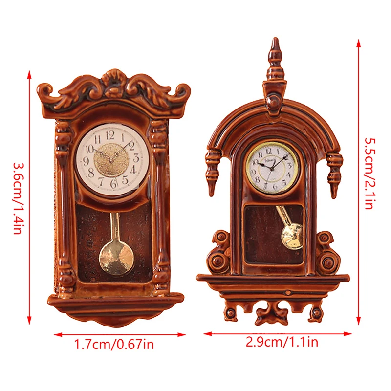 1:12 Dollhouse Miniature Ceramic Wall Clock European Vintage Clock Furniture Model Decor Toy Doll House Accessories Decoration