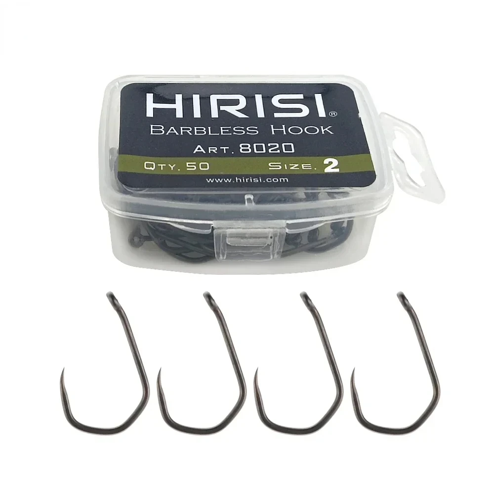 Hirisi 50 adet PTFE Kaplamalı Yüksek Karbon Paslanmaz Çelik Dikensiz Balıkçılık Kancalar Göz 8020 Balıkçılık Aksesuarları balık yemi Yüzükler