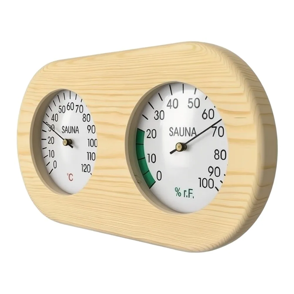 1Pc Dual Temperature Humidity Gauge Thermohygrometer For Sauna Room Spa Wellness Center Wood Hygrometer Monitoring Tool