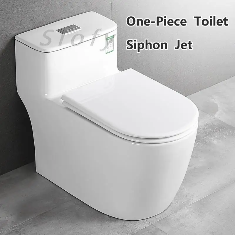 Toilet One Piece Modern White Chair Toilet Bowl Toilet Set Lid Powerful Flush With System Silent For Basement Bathroom WC