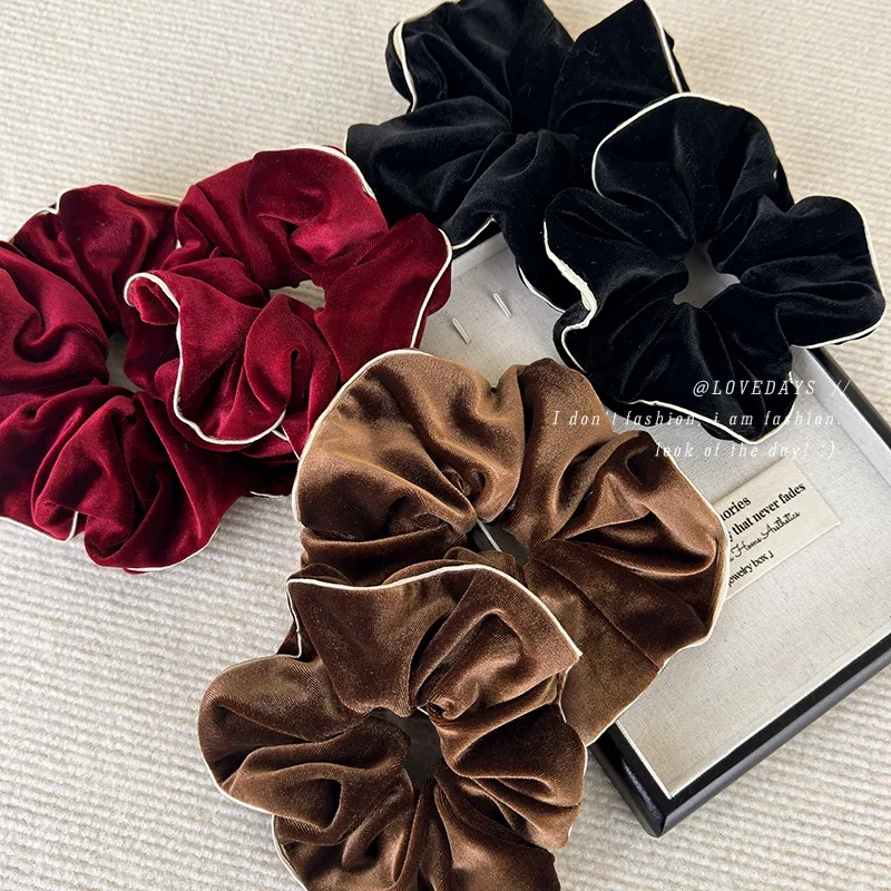 

French Retro Velvet Scrunchie Large Elegant Ponytail Hair Tie For Women High End Soft Hair Ring Daily Party Office Travel Use
