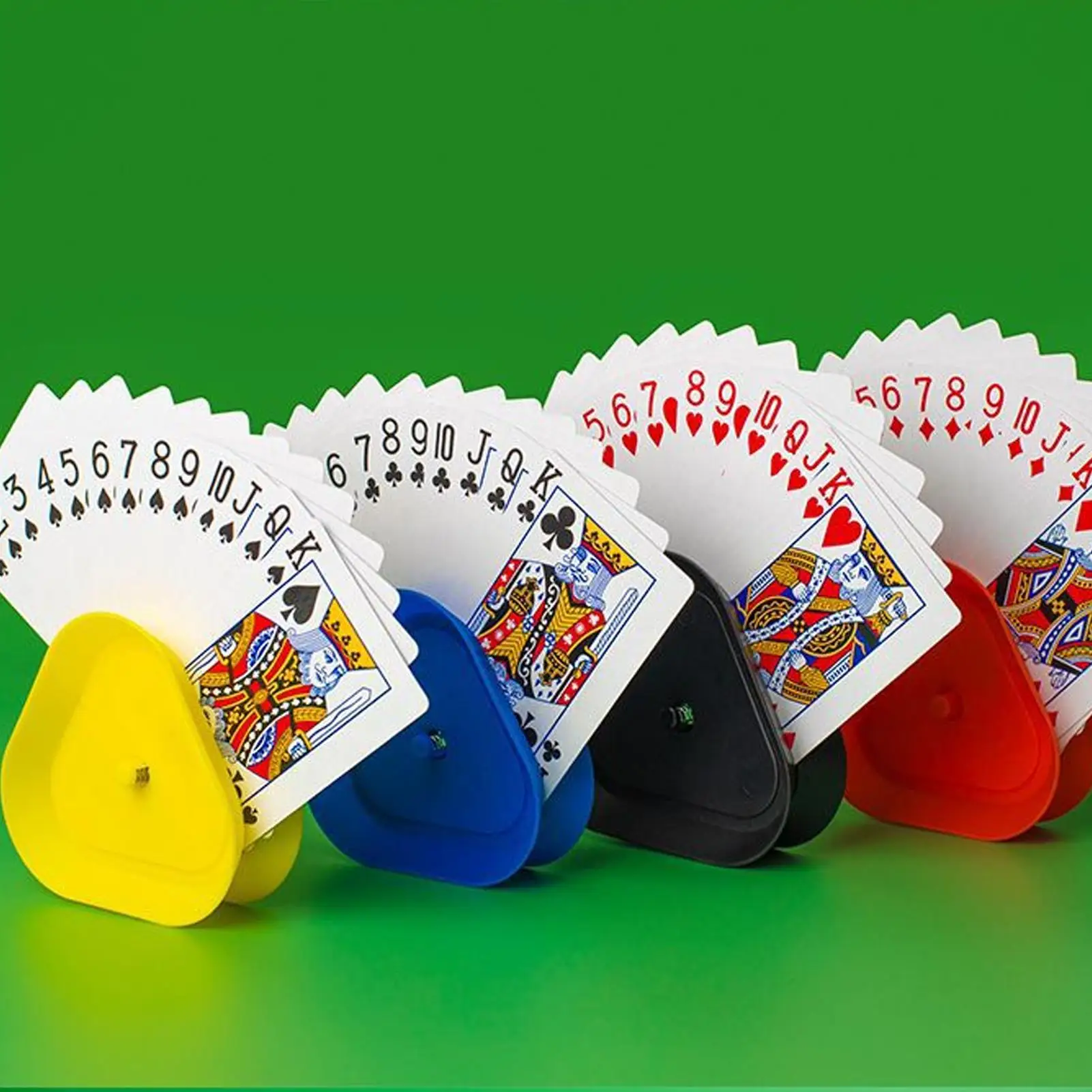 Triangular Card Holder 4 Pieces Table Game Poker Tray Compact Triangle Poker Tabletop Stand For Friends Adults Family Night