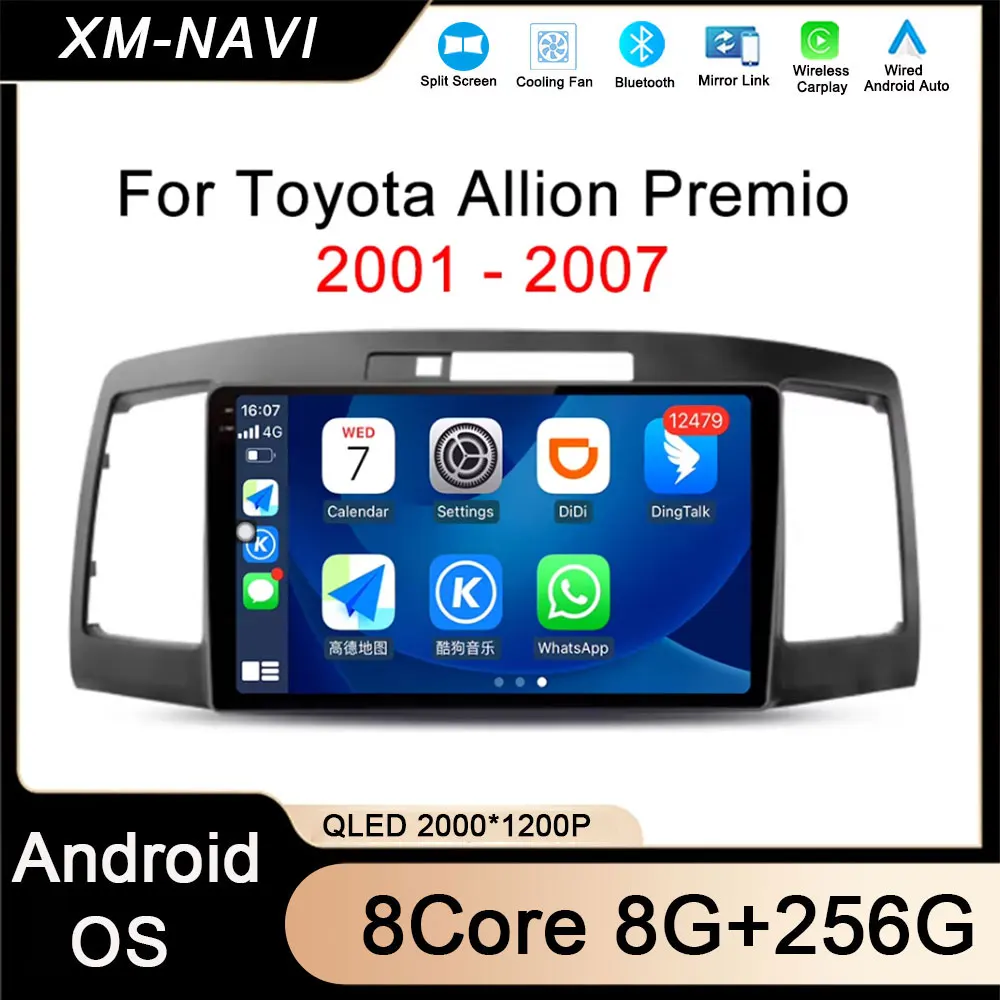 

9‘’ Android Auto Car Radio for Toyota Allion Premio 2001 - 2007 4G Multimedia Player gps WIFI Navigation QLED Screen Accessories