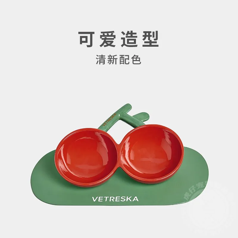 Ceramic Bowl Double Bowl Pet Cervical Neck Protection Eating Basin Anti slip Anti overturn Drinking Bowl Cat Products