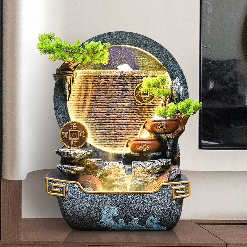 HYS new Chinese rockery flowing water fountain ornament office landscape feng shui wheel lobby entrance decoration - view 3
