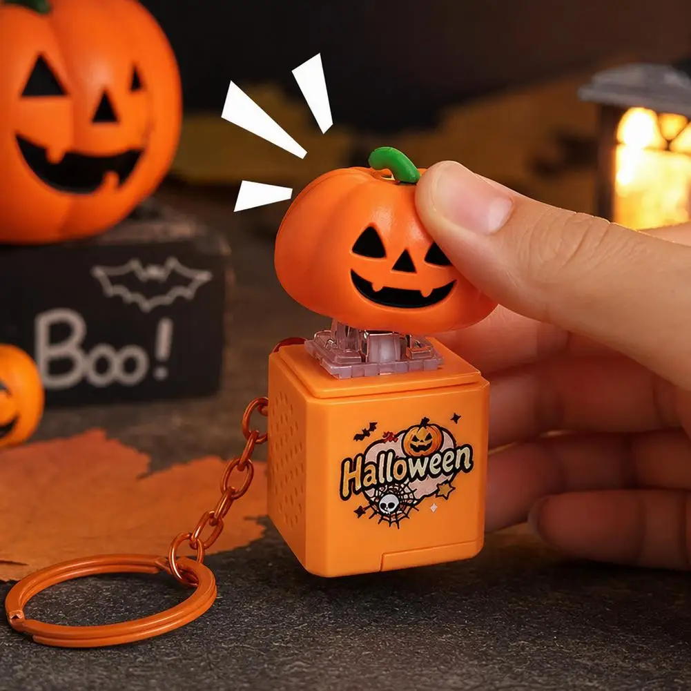 Halloween Press Glowing Fidget Clicker Keychain Ghost Pumpkin Keyboard Keychain Anti Stress Keyring Party Gifts
