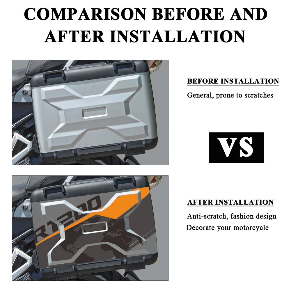 2Pcs Motorcycle Side Boxes Stickers for R 1200GS R 1250GS 2019-2024 PVC Decal Protector For BMW Vario Case R1250GS R1200GS 04-12