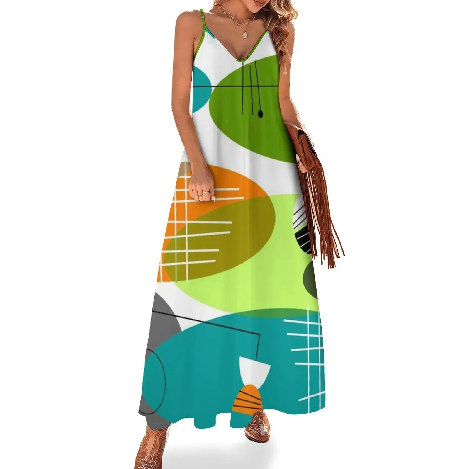 

Mid-century modern ovals Sleeveless Dress dress women elegant luxury Woman's evening dress