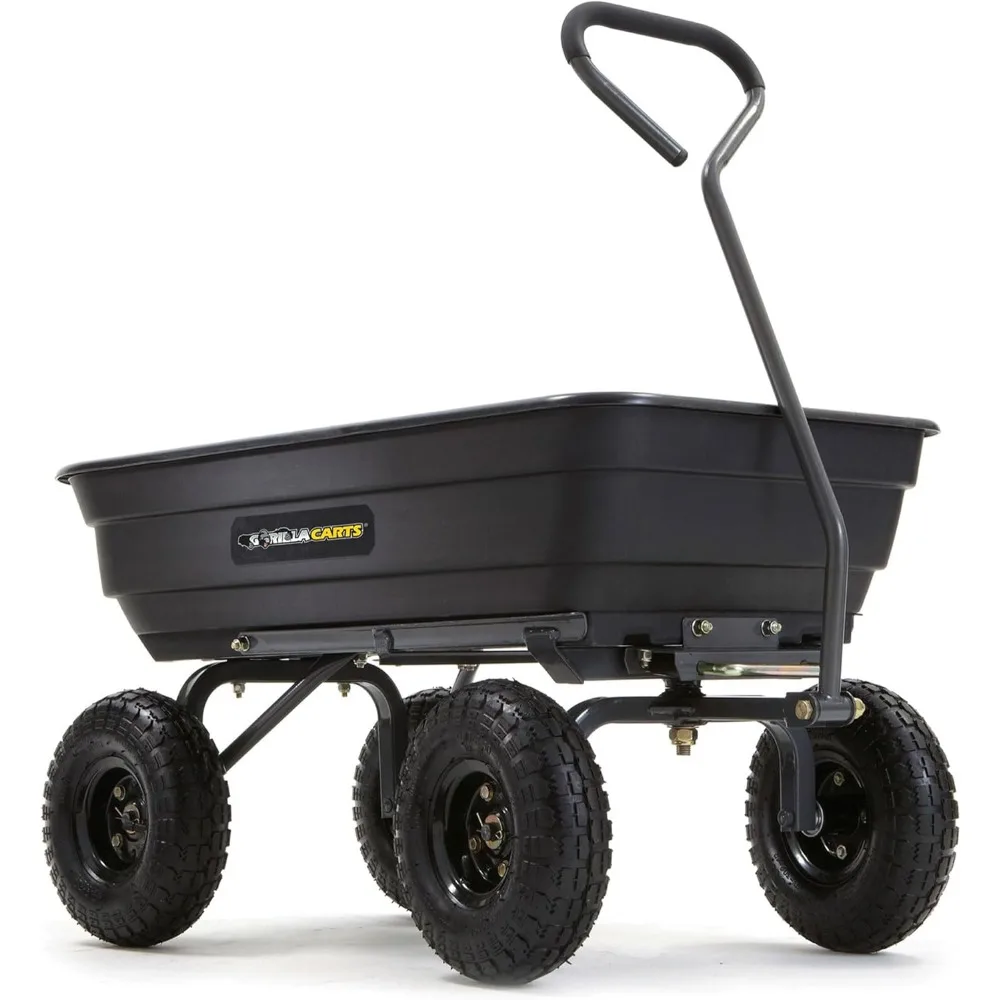 

Gorilla Carts Poly Garden Dump Cart with Easy to Assemble Steel Frame, Camping Beach Wagon w/Quick Release System