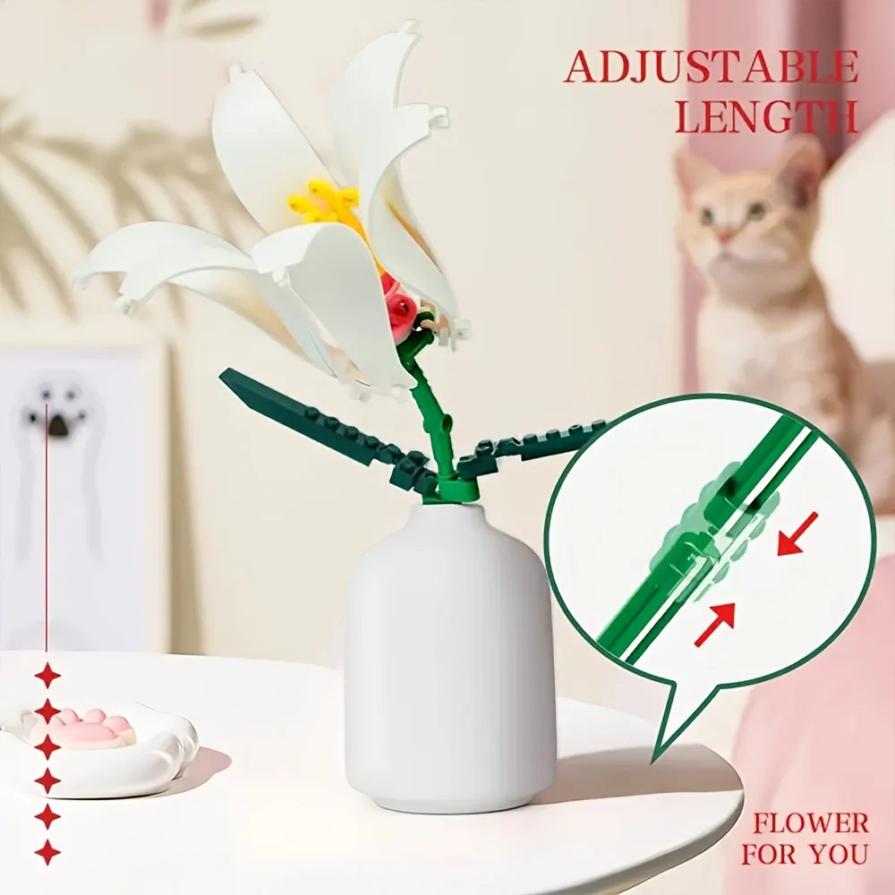 Bausatz für Blumenstrauß – ewige Rose, Bausteinspielzeug mit künstlichen Blumen, Valentinstag, Muttertag, Weihnachtsgeschenk