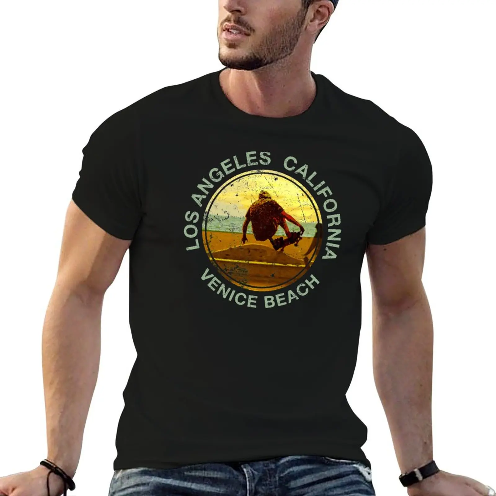 

Skateboard 100% cotton custom Park shirts Skate t shirt T-Shirt Skater Beach Venice print t