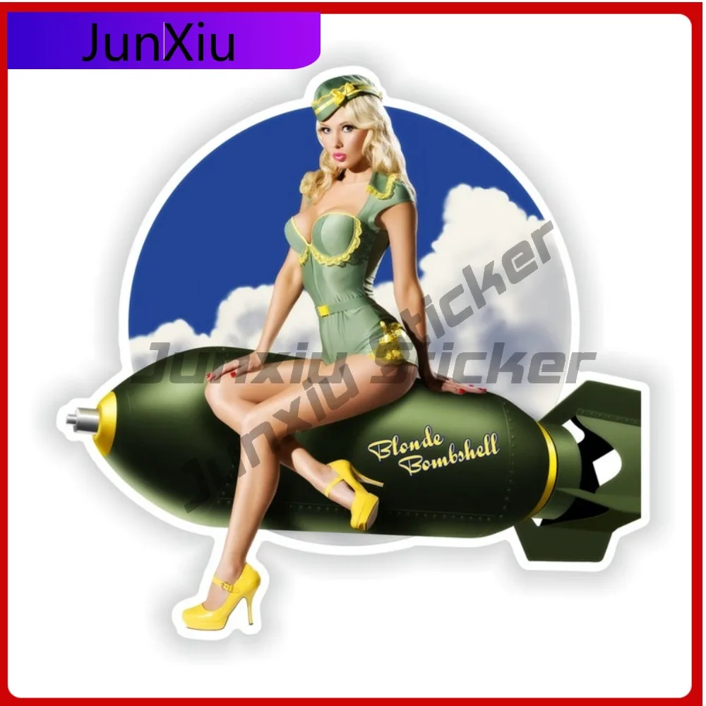 

Pin Up Girl Sticker Vintage Sexy Flight Attendant Attire Stickers Anti Scratch Decals Decorative Suv Window Camping Motorcycle