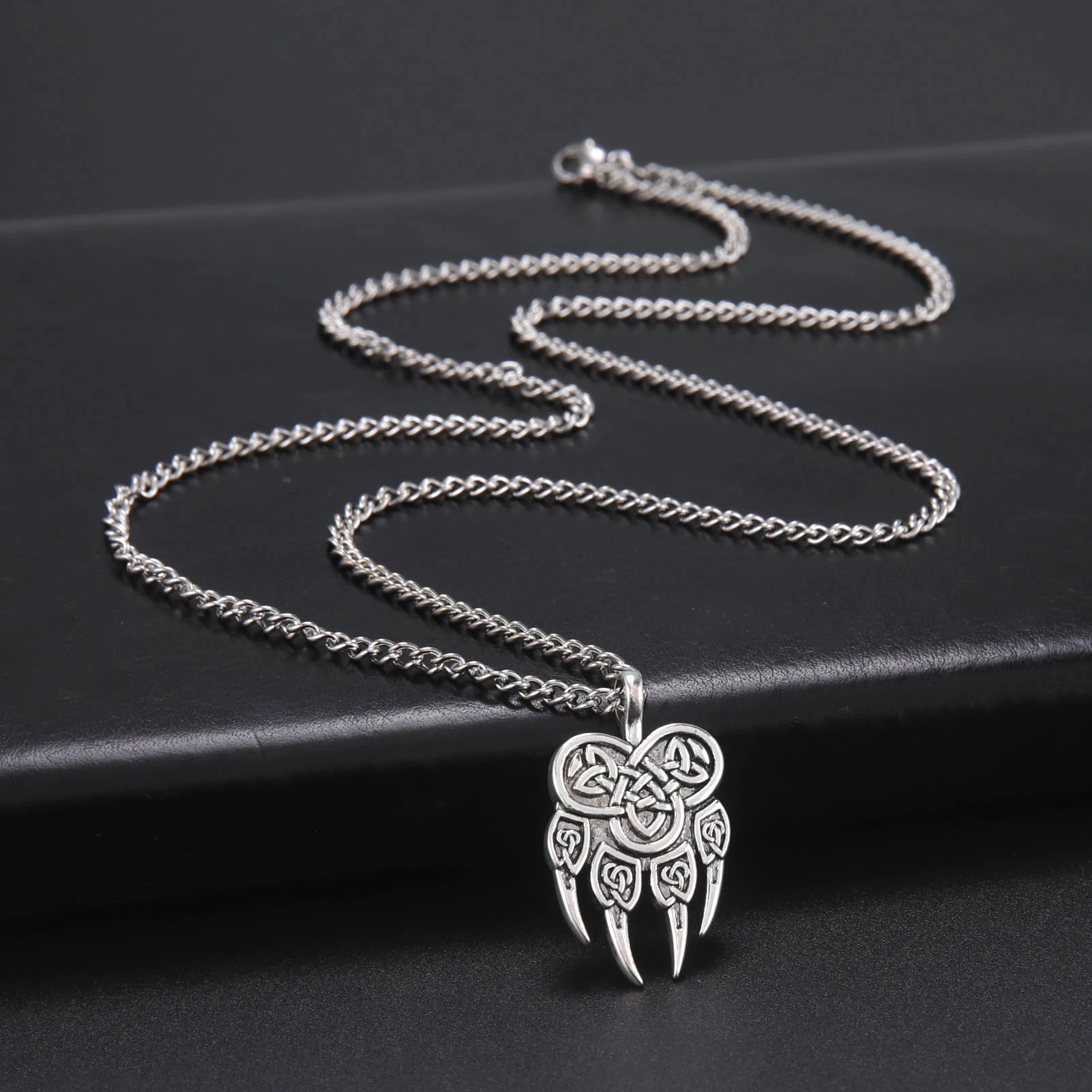 Fishhook Slavic God Warding Veles Bear Paw Lucky Knot Necklace Talisman Chain Amulet Viking Gift For Man Woman Pendant Jewelry