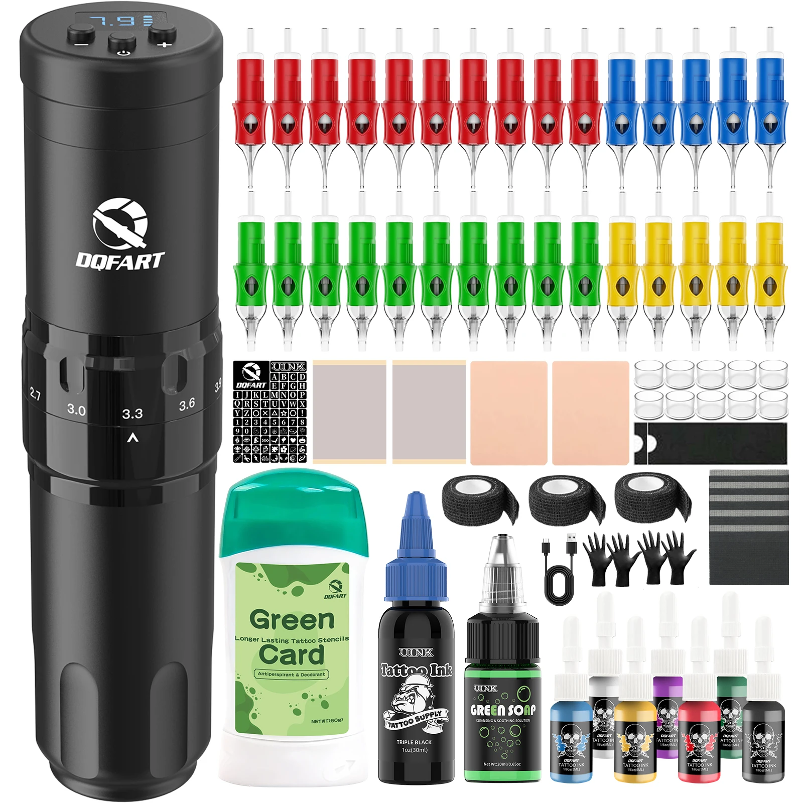 DQFART Tattoo Kit  Adjustable Tattoo Pen Kit For Body Makeup Tattoo Machine Kit Hot Sale Wireless Tattoo Gun Kit