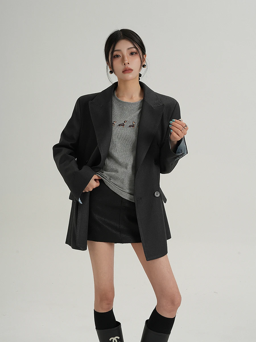 

SRYS AME mat ey Sve Patchwork Suit Jaet Women's Long Sve Spring New Arrival Ele Simple Commute Sle