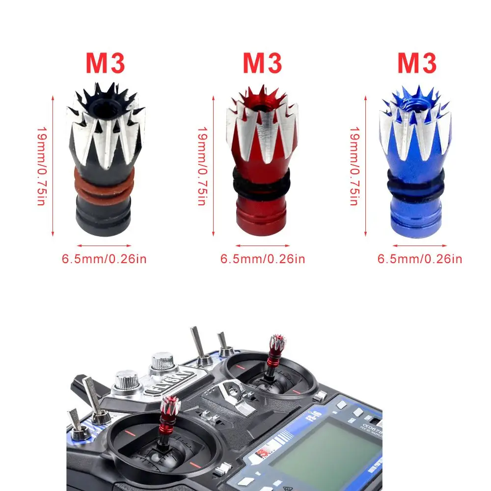 3D Style Hot Sale For RC FrSky Taranis X-lite 3D Style M3 3mm Gimbal Transmitter Stick Ends Non-slip Head Aluminum RC Parts