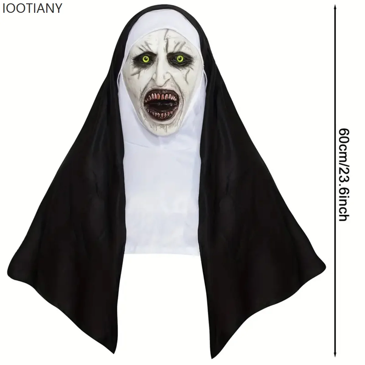 IOOTIANY هالوين الرعب نون قناع اللاتكس تأثيري عقال فاخر الكبار النساء الرعب حفلة شبح الوجه الدعائم زي الملحقات