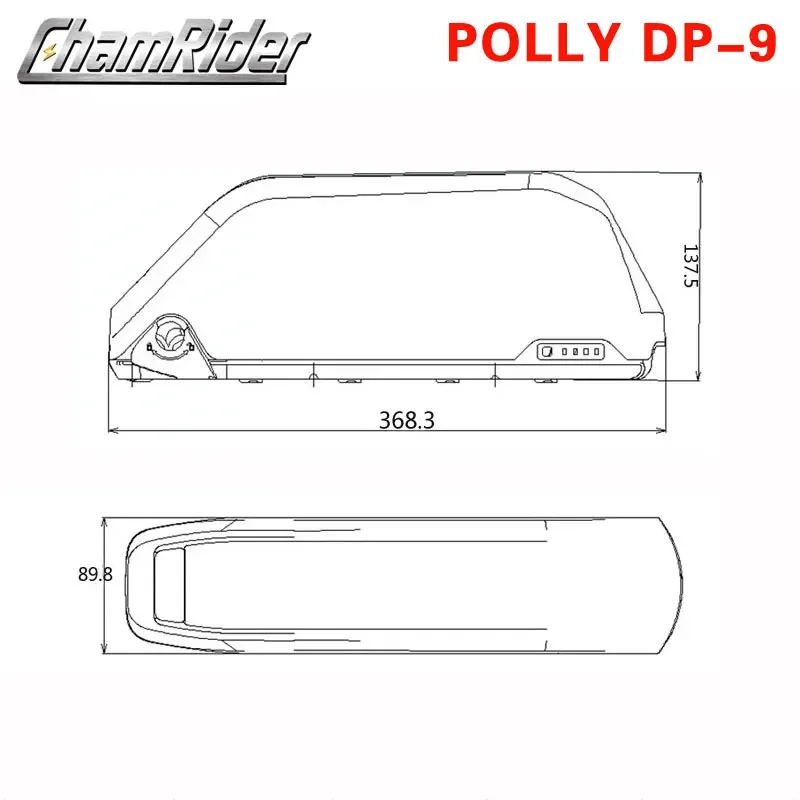 ChamRider-Polly 6 E-bike Battery Case, Down Tube, Downtube Electric Bike, Nickle Strips, 18650 Cells, 10S6P, 13S, 14S, 5P