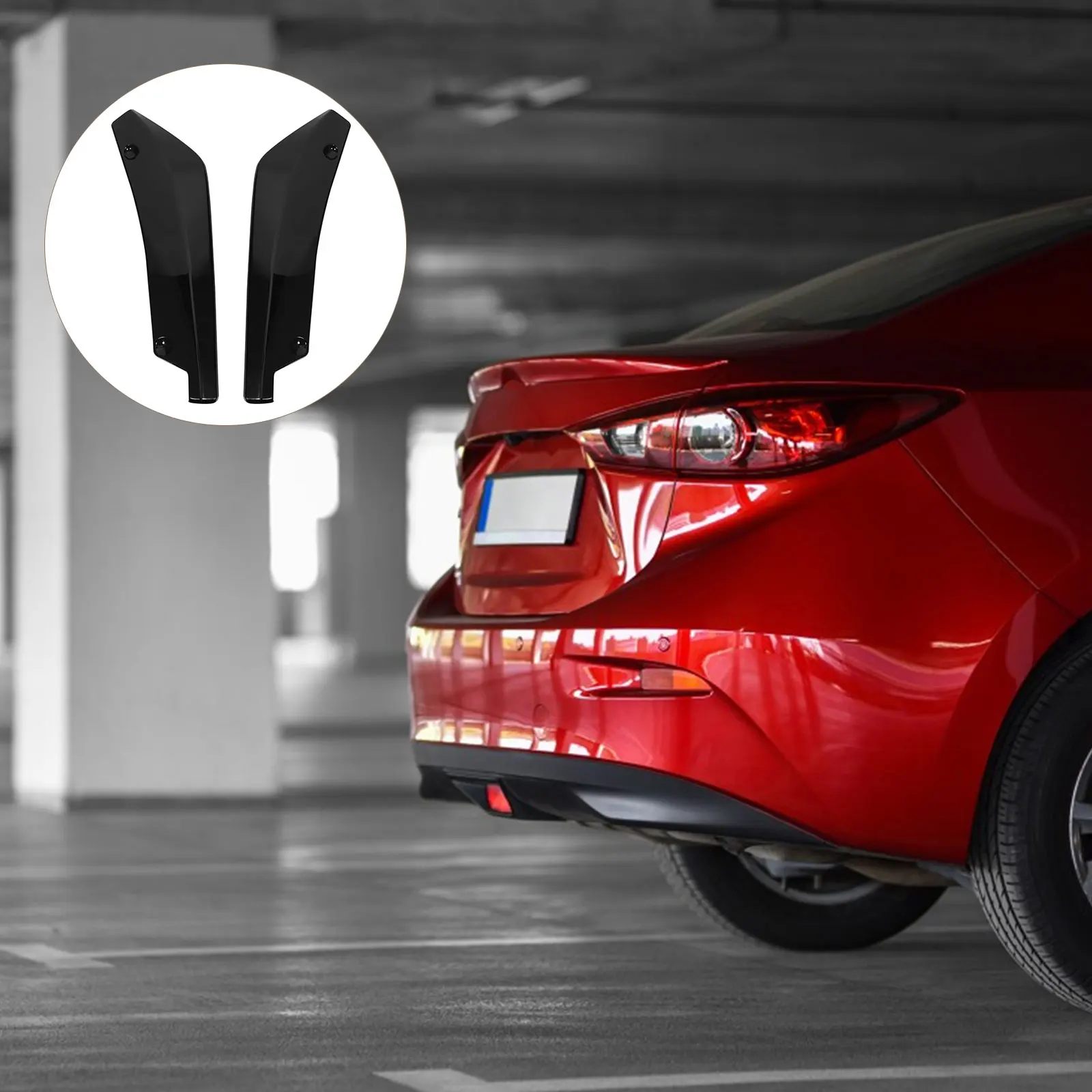 

2pcs Rear Bumper Spoiler Car Exterior Accessory Aerodynamic Wind Resistance Reduction Lightweight Durable Stylish Design Easy