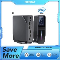 FIREBAT S1 Mini PC Intel N100 4 Cores Max 3.4GHz 16GB RAM 512GB SSD 2 * HDMI Dual Screen Display WiFi 5 Bluetooth 4.2, 2 * USB3.2