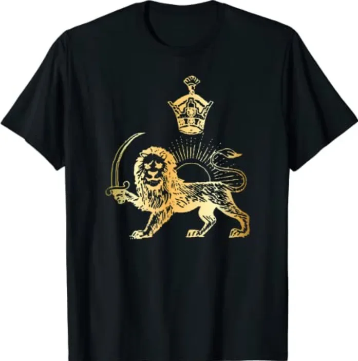 Persian Flag Iranian Lion Sun and Crown Iran Persia T Shirt Size S-5XL