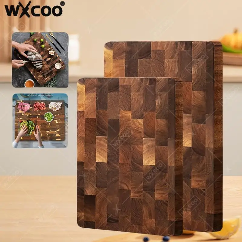

WXCOO Thicken Kitchen Cutting Board Kitchen Accessories Solid Wood Cutting Chopping Board Acacia Wood Splicing Checkerboard