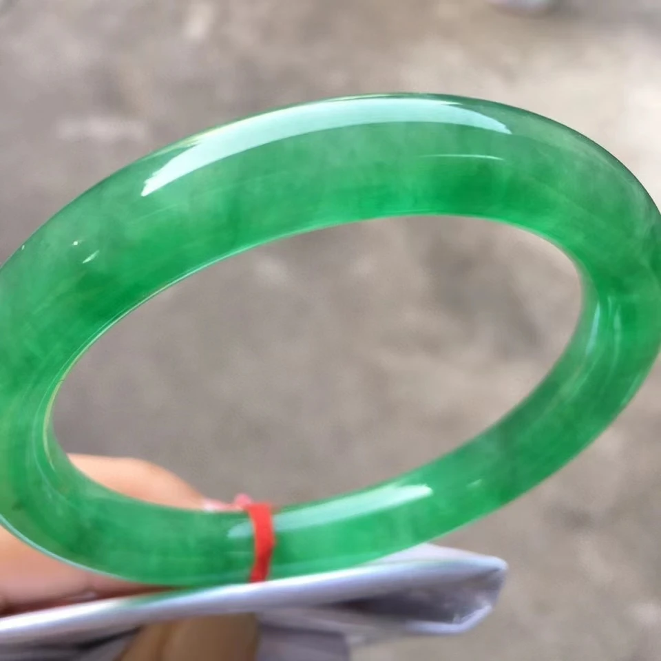 

High Quality pure Natural Jadeite Bangle green high ice Round Bar Bracelet Noble Atmosphere lucky Handring Fine Jewelry gift