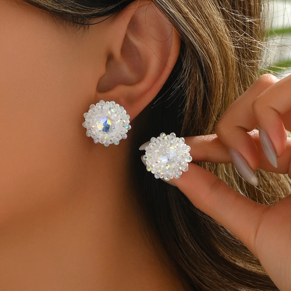 Exquisitely crafted, petite, hand-strung round earrings with a stylish vintage-inspired design—perfect for women to wear at part