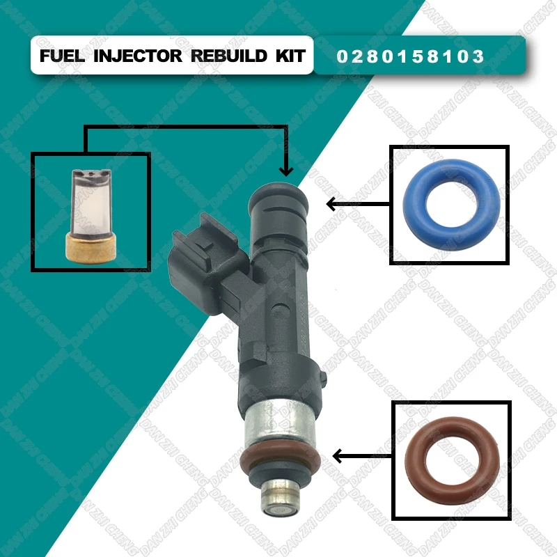 Fuel Injector Service Repair Kit Filters Orings Seals Grommets For 2006-2008 Mazda3 Mazda6 Mazda5 MX-5 Miata 6M8G-BA 0280158103