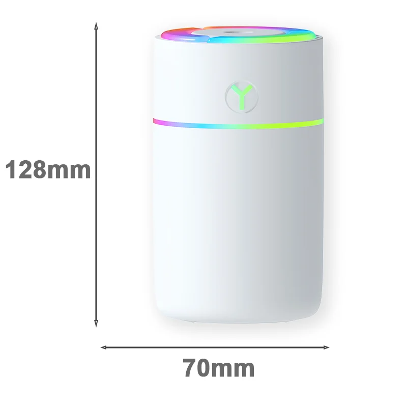 مرطب هواء صغير بالموجات فوق الصوتية USB قابل لإعادة الشحن ملون LED ضوء بخاخ رذاذ بارد هادئ محمول لسطح المكتب وغرفة النوم والمنزل